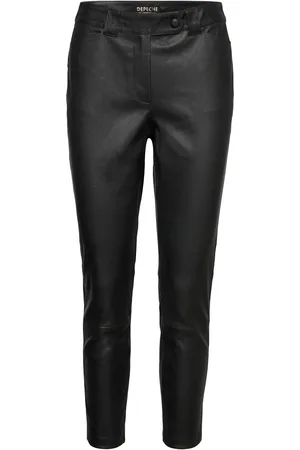 DEPECHE Chino Pant 7/8 Pant Bottoms Trousers Leather Leggings-Bukser Black