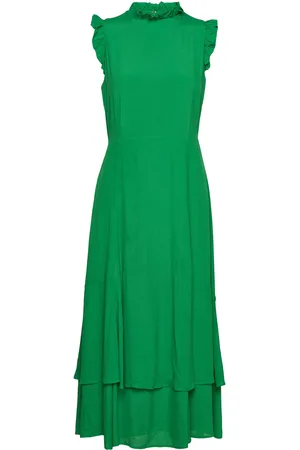 Ivy & Oak Midi Length Ruffle Dress Knælang Kjole Green