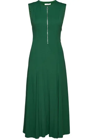 Ivy & Oak Long Midi Length Zipped Dress Knælang Kjole Green