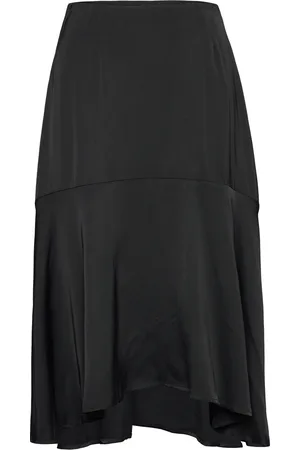 By Malina Bonnie Midi Skirt With Frill Knælang Nederdel Black