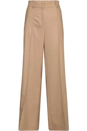 A Part Of The Art Countour Elastic Waist Pants Bottoms Trousers Wide Leg Beige