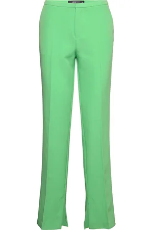 Gina Tricot Jane Mid Waist Trousers Bottoms Trousers Straight Leg Green
