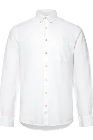 Lindbergh Cotton/Linen Shirt L/S Tops Shirts Linen Shirts White