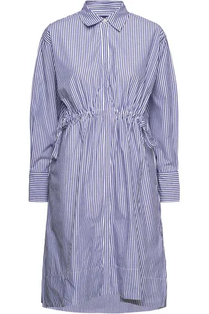 French Connection Rhodes Pop Strp Shirt Drss Knælang Kjole Blue