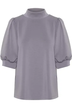 My Essential Wardrobe 21 The Puff Blouse Tops Blouses Short-sleeved Grey