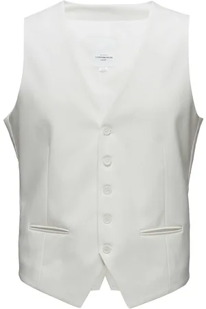 Lindbergh Mens Waistcoat For Suit Habitvest White