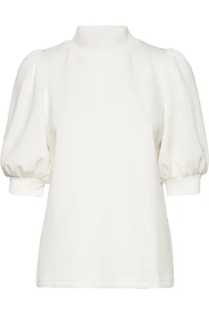 My Essential Wardrobe 21 The Puff Blouse Tops Blouses Short-sleeved White