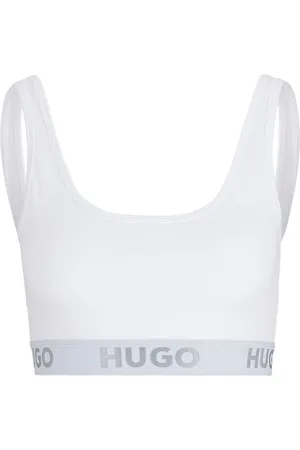 HUGO BOSS Bralette Sporty Logo Lingerie Bras & Tops Soft Bras Tank Top Bras White