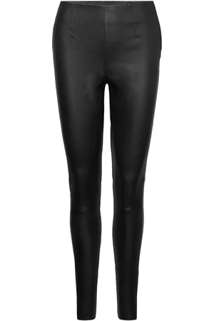 DEPECHE Stretch Legging Bottoms Trousers Leather Leggings-Bukser Black