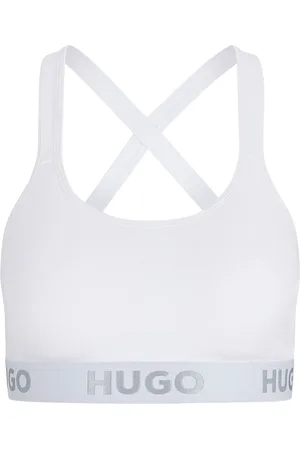 HUGO BOSS Bralette Padded Sporty Logo Lingerie Bras & Tops Soft Bras Tank Top Bras White