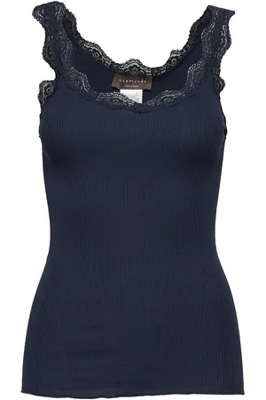 Rosemunde Organic Top W/ Lace Tops T-shirts & Tops Sleeveless Blue