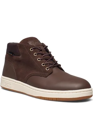Ralph Lauren Waterproof Leather-Suede Sneaker Boot High-top Sneakers Brown