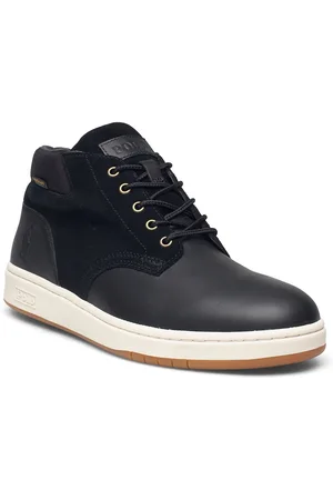 Ralph Lauren Waterproof Leather-Suede Sneaker Boot High-top Sneakers Black