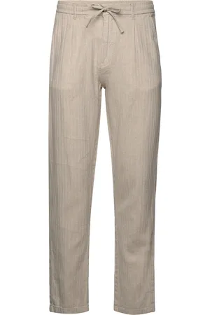 Lindbergh Linen Blend Herringb Pants Bottoms Trousers Casual Grey