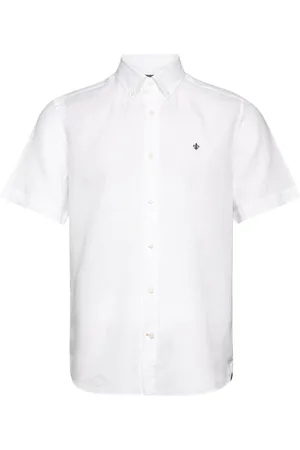 Morris Douglas Bd Linen Shirt Ss Designers Shirts Short-sleeved White