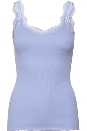 Rosemunde Organic Top W/ Lace Tops T-shirts & Tops Sleeveless Blue