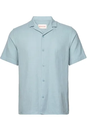 Revolution Short-Sleeved Cuban Shirt Tops Shirts Short-sleeved Blue