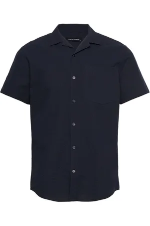 Clean Cut Bowling Julius Seersucker Shirts S/ Tops Shirts Short-sleeved Navy