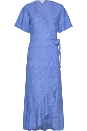 Object Objfeodora S/S Wrap Dress 127 Maxikjole Festkjole Blue
