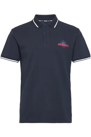SEBAGO Compass Polo Pique Tops Polos Short-sleeved Navy