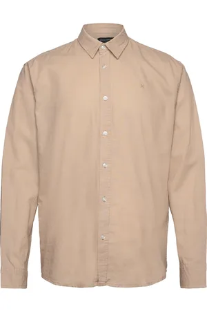 Clean Cut Cotton / Linen Shirt L/S Tops Shirts Casual Beige