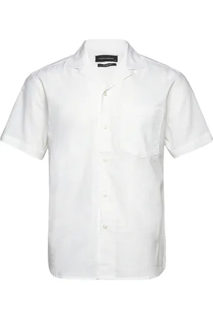 Clean Cut Bowling Cotton Linen Shirt S/S Tops Shirts Short-sleeved White