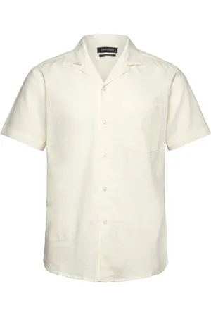 Clean Cut Bowling Cotton Linen Shirt S/S Tops Shirts Short-sleeved Cream