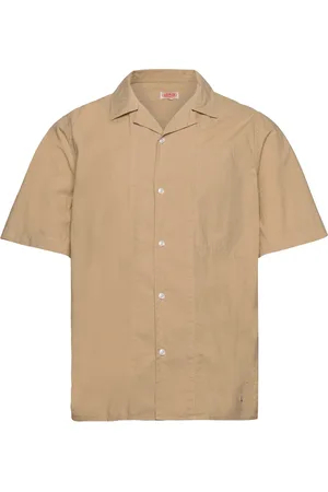 Armor.lux Shirt Shark Collar Tops Shirts Short-sleeved Beige