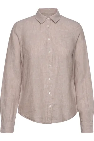 GANT Reg Linen Chambray Shirt Tops Shirts Long-sleeved Beige