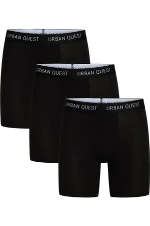URBAN QUEST 3-Pack Men Bamboo Long Leg Tights Boxershorts Black
