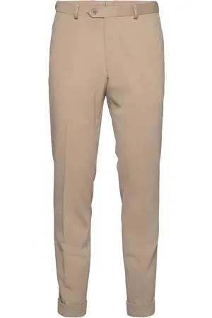 Oscar Jacobson Denz Turn Up Trousers Designers Trousers Formal Beige
