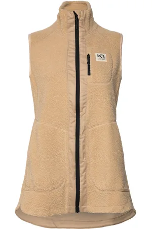 Kari Traa Sanne Pile Vest Long Sport Quilted Vests Beige