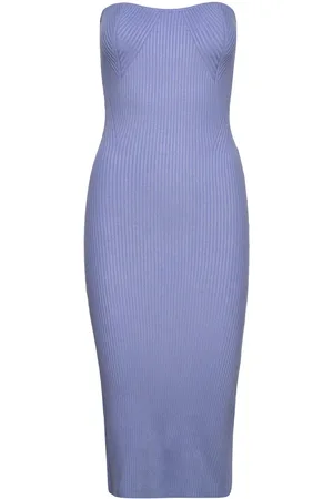 Gina Tricot Knitted Tube Dress Knælang Kjole Blue