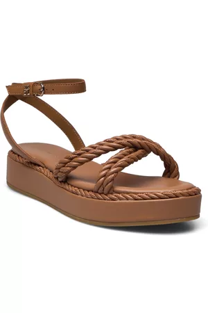Tommy Hilfiger Kvinder Pumps - East Coastal Leather Flatform Shoes Summer Shoes Platform Sandals Brun