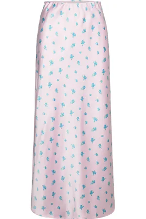 Gina Tricot Satin Maxi Skirt Lang Nederdel Pink