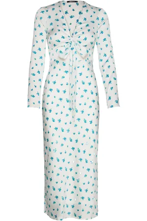 Gina Tricot Tie Front Satin Midi Dress Knælang Kjole Blue
