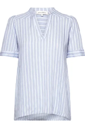 Six Ames Nori Tops Blouses Short-sleeved Blue