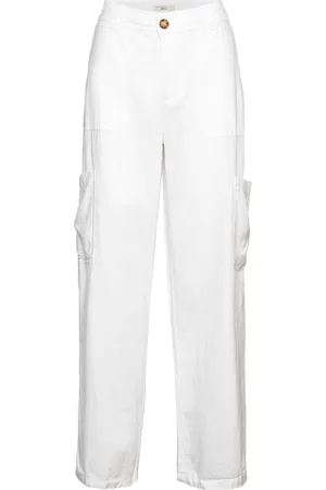 Gina Tricot Malika Linen Blend Cargo Trousers Bottoms Trousers Cargo Pants White