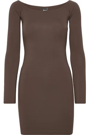 Gina Tricot Off Shoulder Dress Kort Kjole Brown