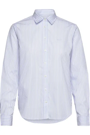 GANT Reg Poplin Striped Shirt Tops Shirts Long-sleeved Blue
