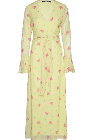 Gina Tricot Chiffon Tie Front Maxi Dress Maxikjole Festkjole Yellow