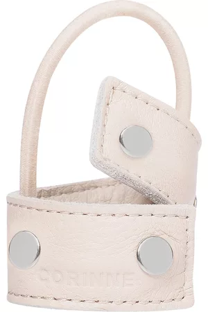 Corinne Leather Band Short Bendable Rivets Accessories Hair Accessories Scrunchies Cream