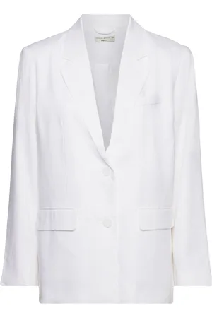 Gina Tricot Linen Blend Blazer Blazers Single Breasted Blazers White
