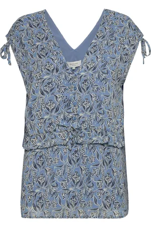 Rosemunde Recycled Polyester Top Tops Blouses Short-sleeved Blue