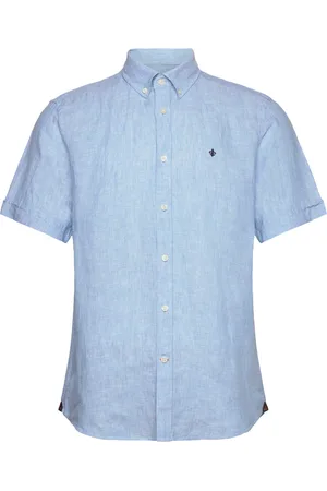 Morris Douglas Bd Linen Shirt Ss Designers Shirts Short-sleeved Blue