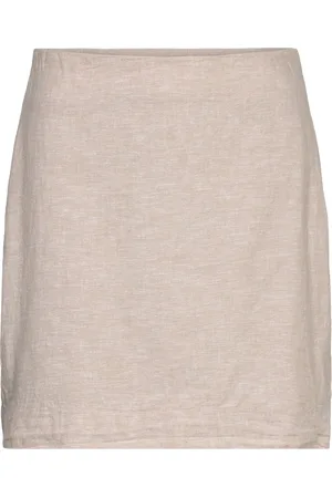 Gina Tricot Linen Blend Skirt Kort Nederdel Beige