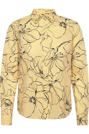 GANT Reg Line Drawing Cot Voile Shirt Tops Shirts Long-sleeved Yellow