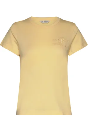 GANT Reg Tonal Shield Ss T-Shirt Tops T-shirts & Tops Short-sleeved Yellow