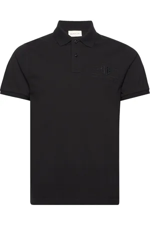 GANT Reg Tonal Shield Ss Rugger Tops Polos Short-sleeved Black