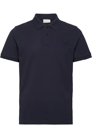 GANT Reg Tonal Shield Ss Rugger Tops Polos Short-sleeved Navy